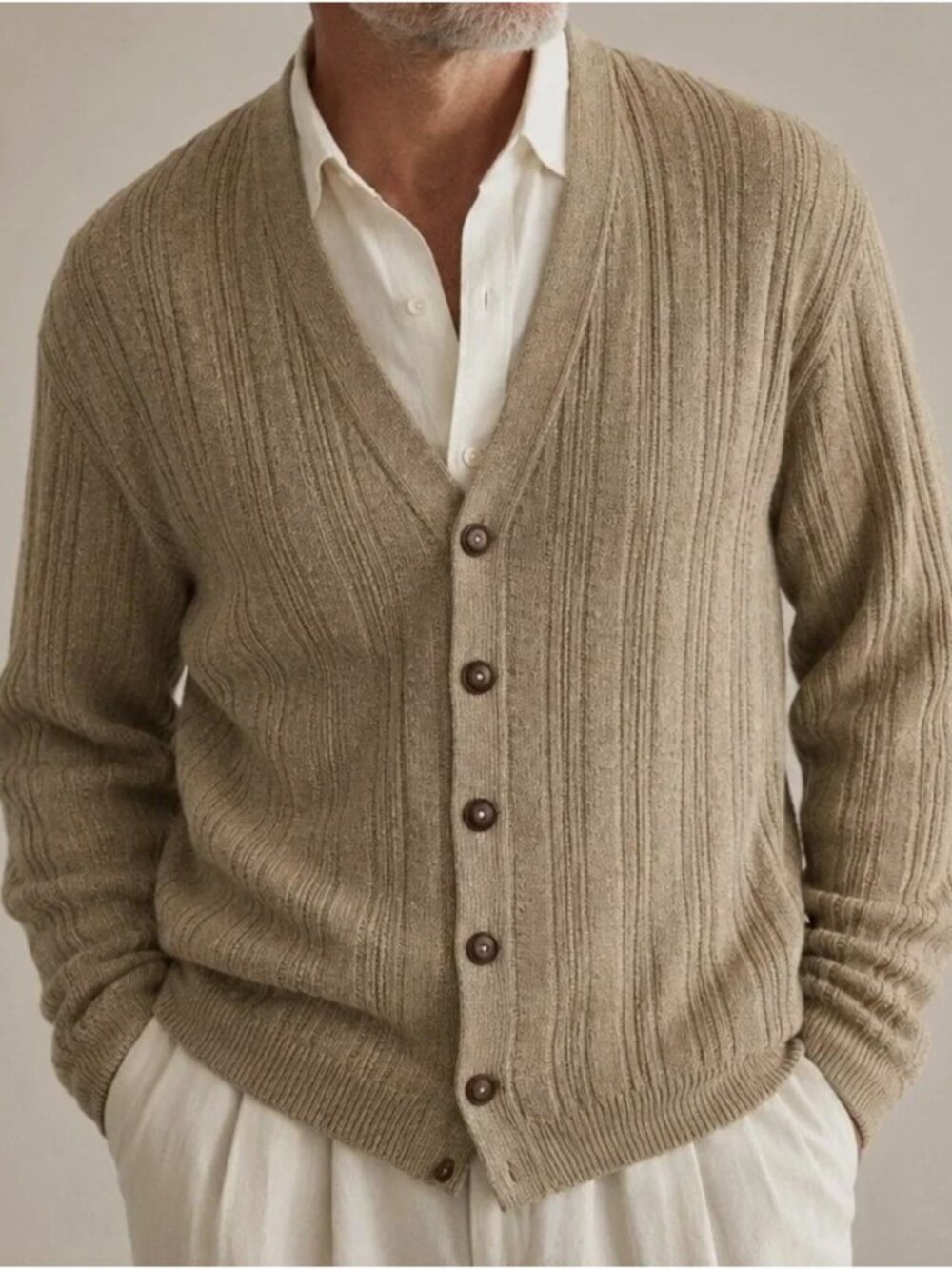 Size L - OSCAR DE LA RENTA Men's Green Cotton Blend Knit Cardigan Sweater